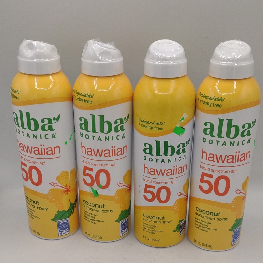 Alba Botanica Hawaiian Sunscreen Spray 9/24 Bundle 4 Cans Spf 50
